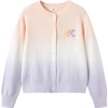 (Same style in the mall) Balabala childrens clothing girls sweater cardigan 2024 autumn new pure cotton sweater cute