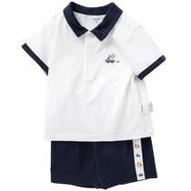 Balabala boys short-sleeved suit baby summer two-piece sports style childrens polo shirt