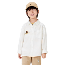 (Same style in the mall) Balabala childrens clothing boys shirt long-sleeved white shirt autumn 2024 new loose top