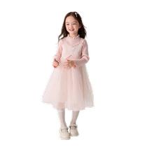 Balabala childrens clothing childrens dress 2024 autumn and winter style girl baby fake two-piece mesh princess skirt
