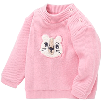 Balabala baby sweater plus velvet baby autumn and winter childrens sweater boys sweater girls knitted sweater cute