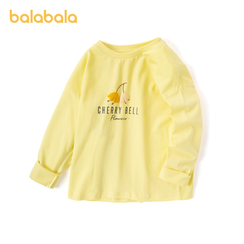 Balabala trẻ em mặc cô gái dài sleevet t-shirt Qingcang mùa thu chính hãng váy trong cậu bé lớn áo đáy bông in không khí nước ngoài.