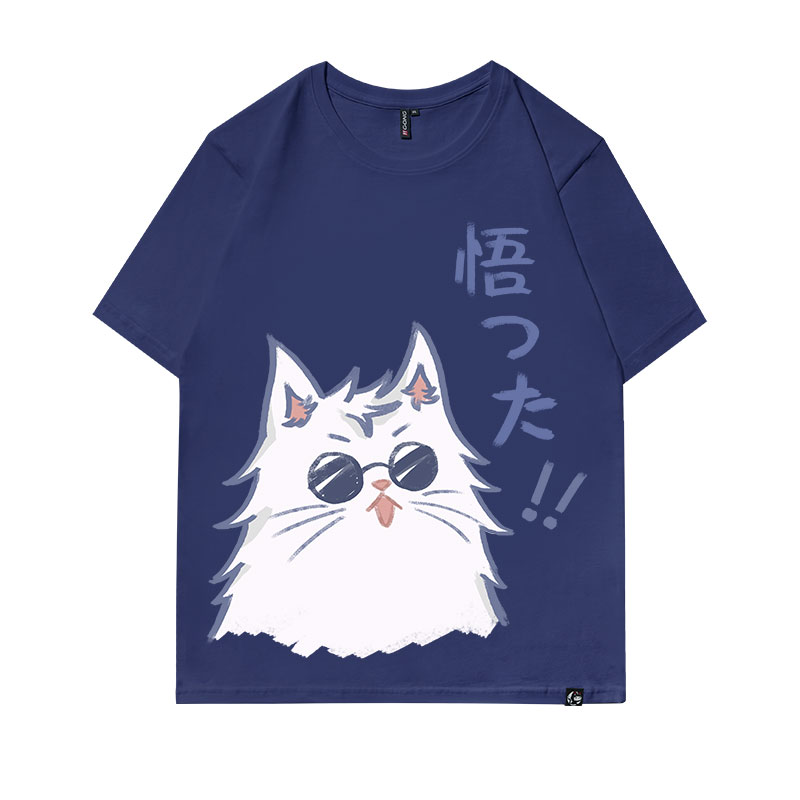 Five Cats - Tibetan Bluesolar system Animation surrounding T-shirt Spell Short sleeve jointly Article 5 Realization clothes easy lovers leisure time quadratic element men and women
