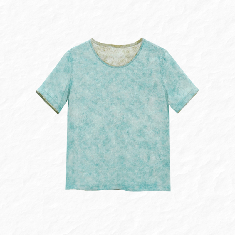 [Zhang Linggen] Teacher's Stamped Intangible Cultural Heritage Four-Pattern Twisted Silk 100% Mulberry Silk Shirt T-Shirt 826071