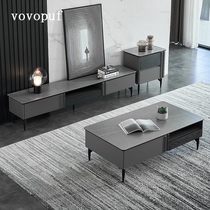 Italian minimalist rock board living room Modern minimalist high-legged storage coffee table TV cabinet Light luxury combination Net celebrity ins