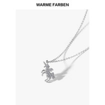 WF unicorn silver necklace female sterling silver student Sen minority choker Net red Valentines Day gift to girlfriend