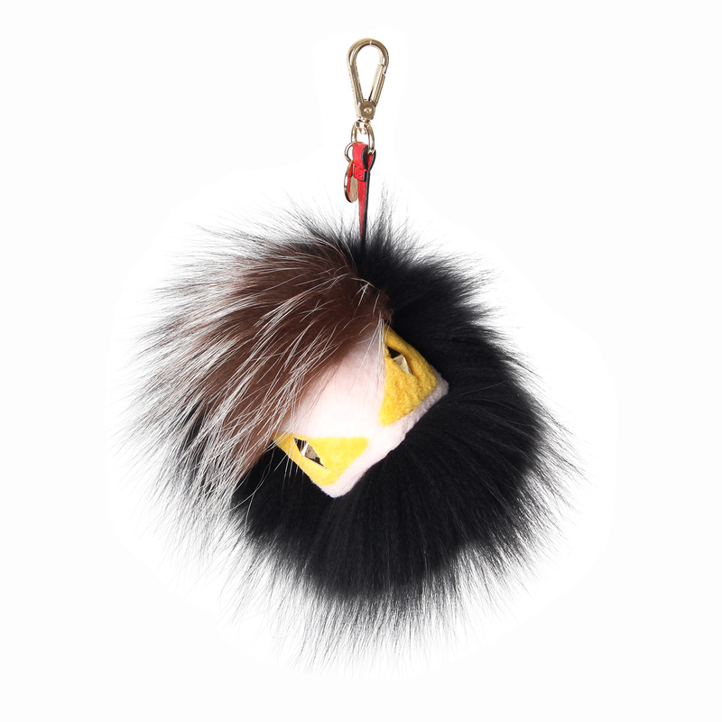 Extra-Large Fox Fur Doll Bag Pendant, Real Fur Monster Fur Ball Ornament, Keychain Accessory Gift for Women