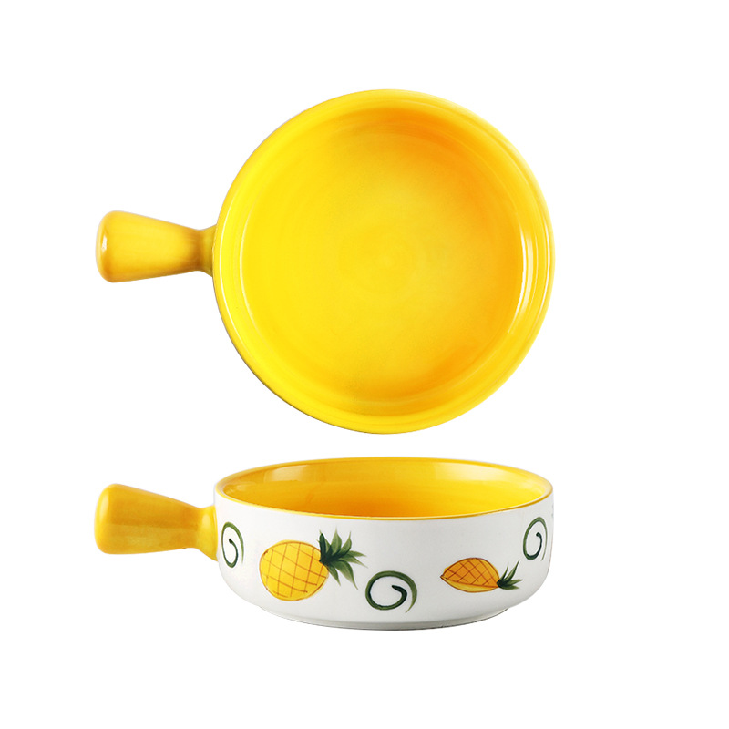 Hand - made use of home day type ceramic handle creative breakfast salad bowl bowl household rainbow such as bowl with the roasted bowl for the job