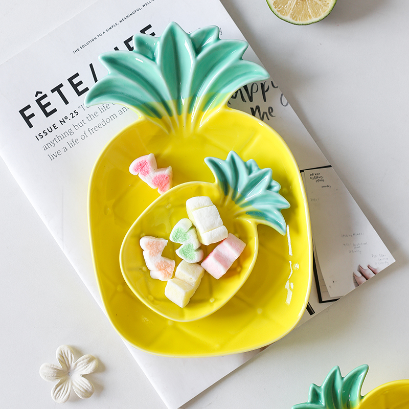 Pineapple creative ceramic plate modelling FanPan lovely tropical fruit bowl style Nordic food dish plate move