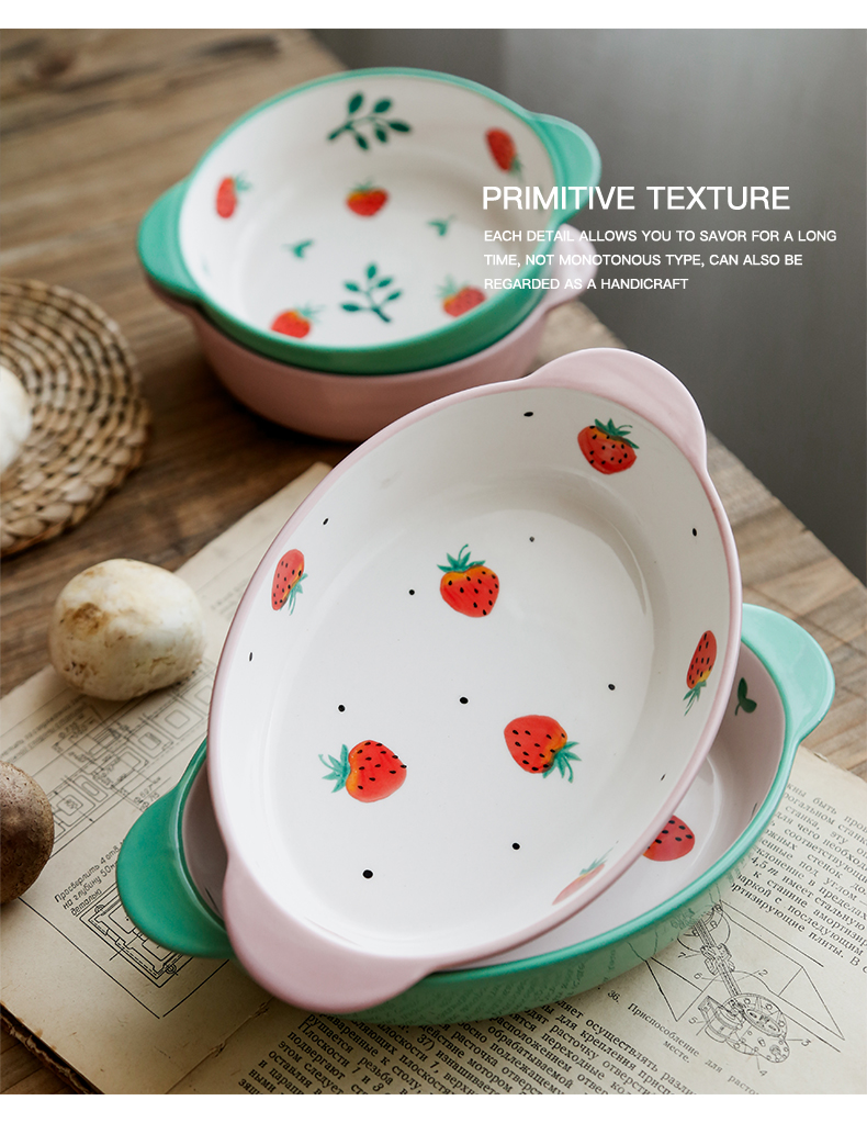 Ins creative home plate special oven baked FanPan ceramics for jobs strawberry pan baked baked tableware bowls