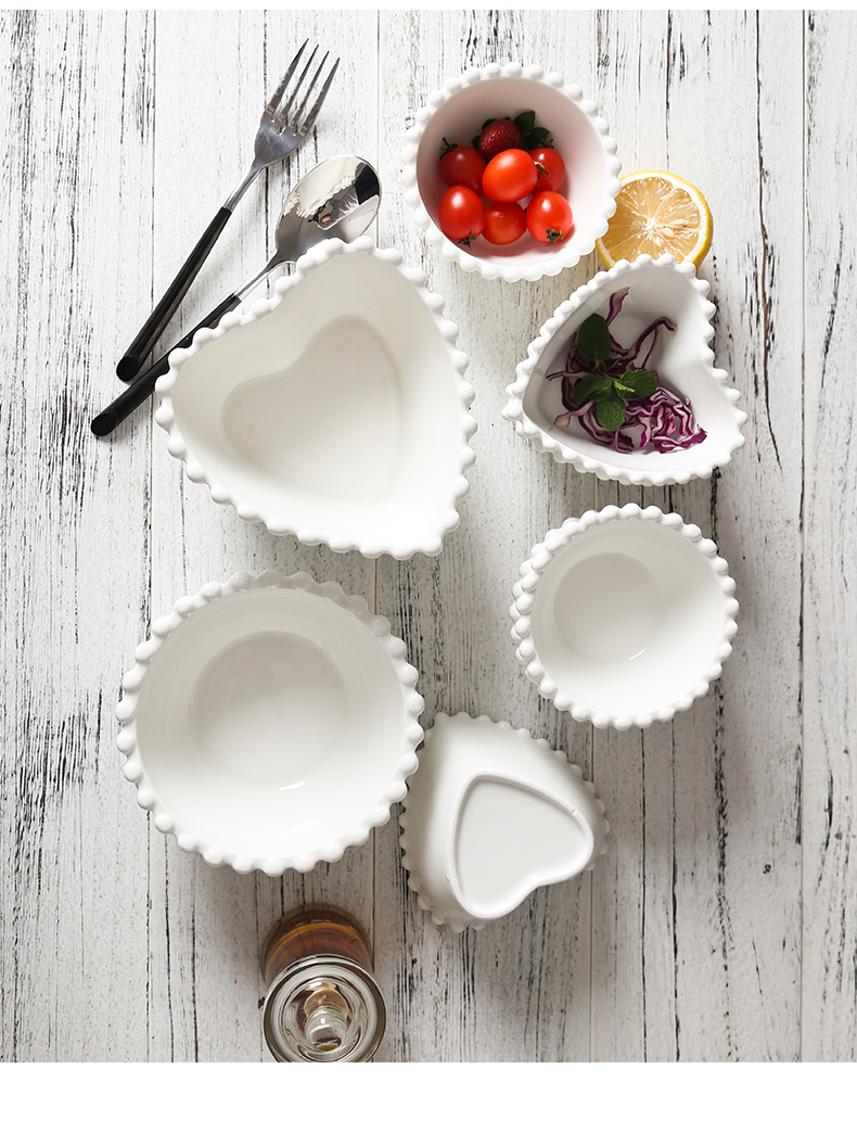 Web celebrity of beads ceramic breakfast tray was breakfast steak plate jewelry plate oatmeal bowl bowl pearl lace shooting props