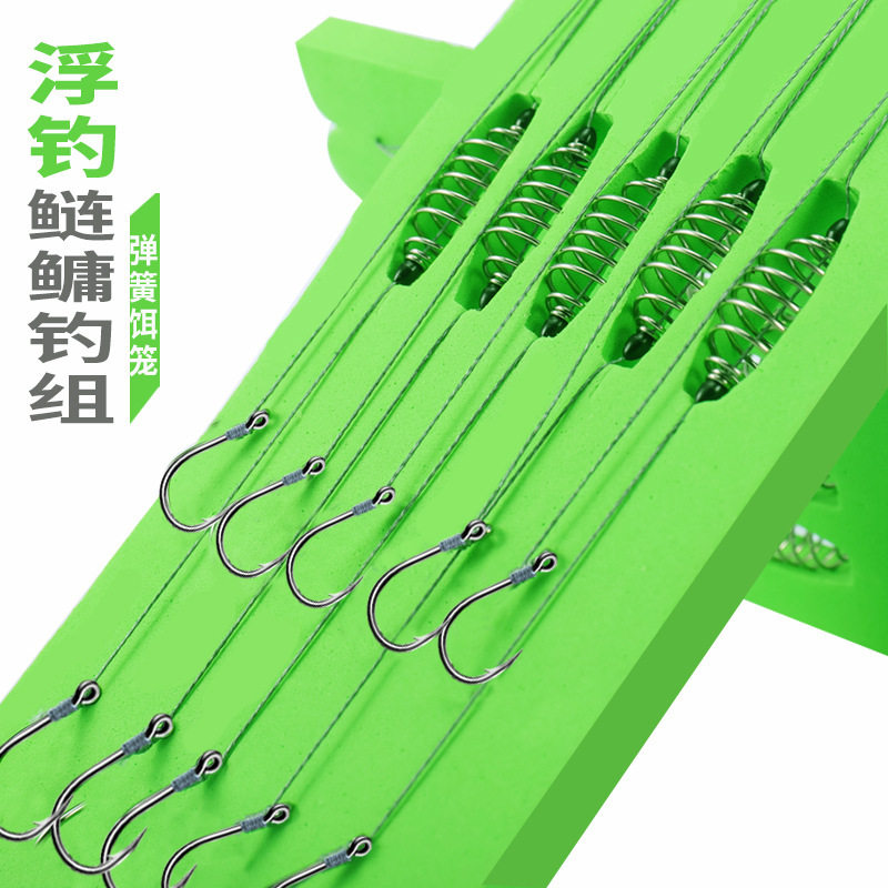 Hand rod silver carp hook line Double-hooked hand rod fishing silver carp fishing group special suit anti-winding finished hook complete combination