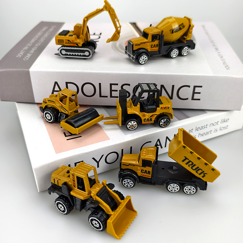 Children's Alloy Plastic Mini Construction Vehicle Set Excavator Bulldozer Mixer Truck Boy Toy Car Gift