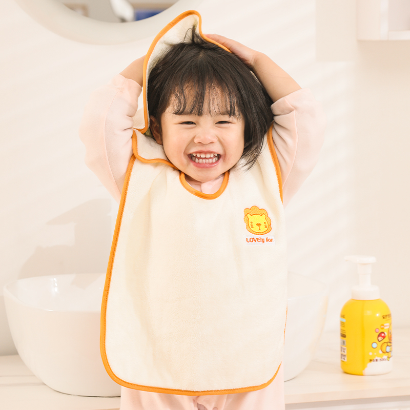 Children's wash towel baby brushing teeth waterproof wet clothes towel bib baby face towel wipe face bib mouthwash towel