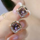 Diamond Purple Crystal Stud Earrings Sterling Silver Needle Exquisite Earrings