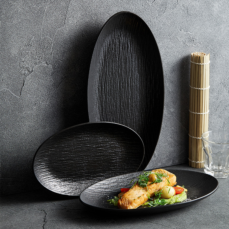 Frosted Ceramic Oval Plate, Household Dish Plate, Fish Plate, High-Value Hotel Presentation Plate, 2022 New Model Plate, Solid Color Tableware