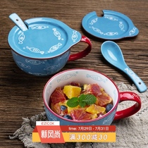 ezicok milk cup Large capacity soup cup Microwave heating breakfast oat bowl Ceramic water cup mug