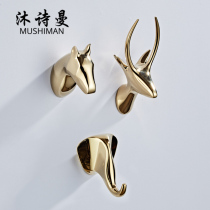 Nordic postmodern small hook Entrance coat hook Golden animal decoration Bedroom wall simple light luxury pendant
