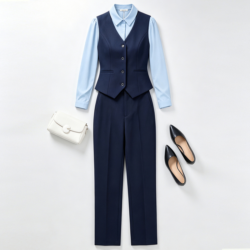 High-End Professional Suit for Women, Autumn and Winter, Slim Fit, Elegant Formal Vest, Work Uniform, Hotel Front Desk Uniform, Suit Set