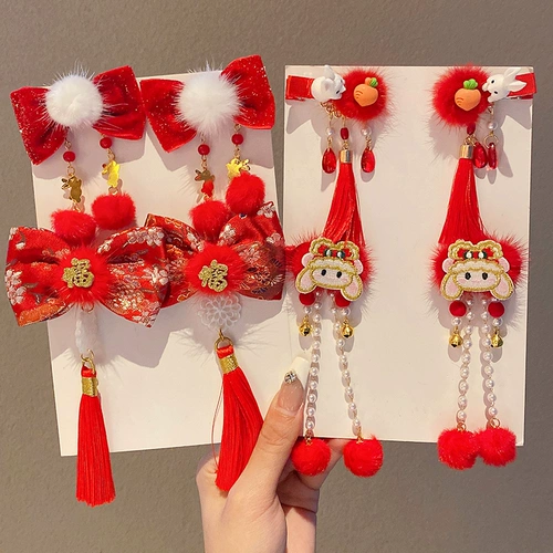 Детский аксессуар для волос, ханьфу, наряд маленькой принцессы, детская заколка для волос, шпильки для волос, коллекция 2023, год кролика