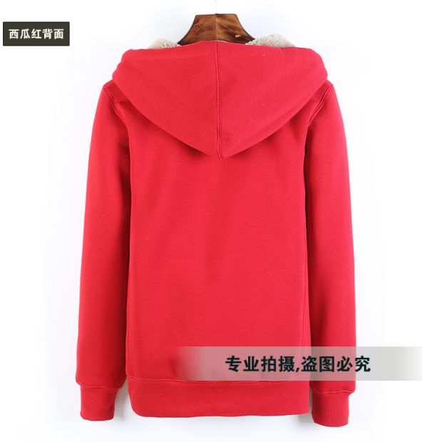 Áo len lông cừu cộng với size áo len nữ mùa đông cộng với áo len nhung thể thao và áo khoác cotton trùm đầu ấm áp - Áo len áo da nữ đẹp