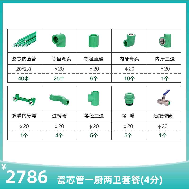 Sun Feng Tube ppr water pipes domestic hot and cold water universal porcelain core antibacterial series hot melt pipe package