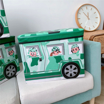 Green storage box with lid can be used as storage stool