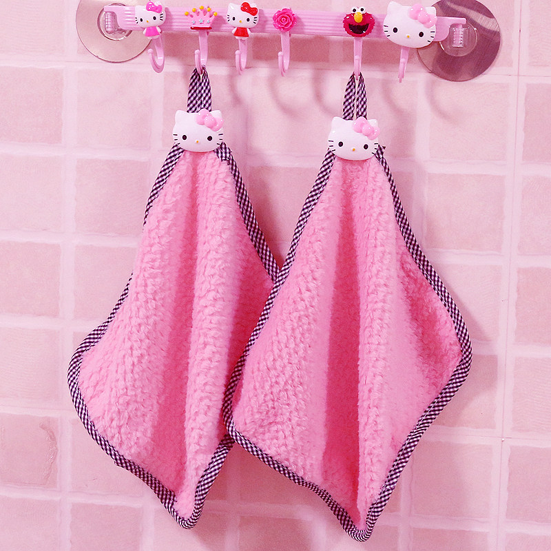 Cute Creativity Can Hang Coral Suede Wipe Handtowel Wipe Bagcloth Clean Strong Absorbent Kitchen Towel Dishcloth