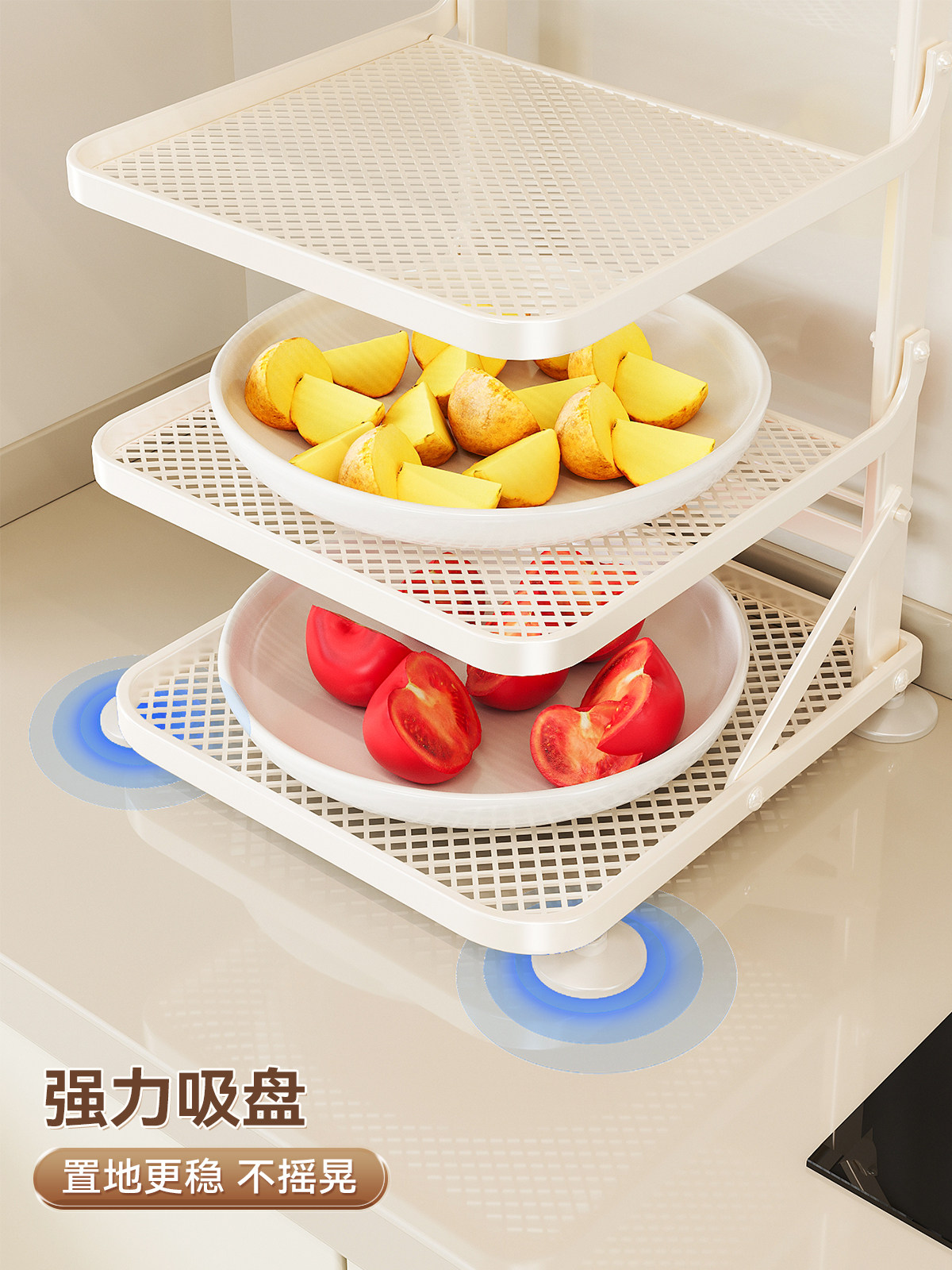 Kitchen Prep Rack, Wall-Mounted Multi-Layer Prep Tray, Household Meal Preparation Multi-Functional Tray, Foldable Storage Rack