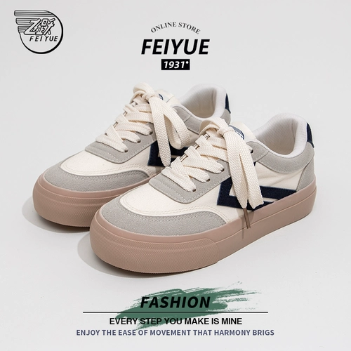 Женские парусиновые туфли Feiyue, новинка 2023 года, осенняя универсальная обувь на толстой подошве в стиле ретро, нишевая спортивная и повседневная обувь