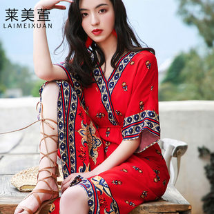 Таиланд ветер Переодевание летом пустыня юньнань путешествие Отпуск песчаный пляж Юбка версия Принимать платье экзотический стиль