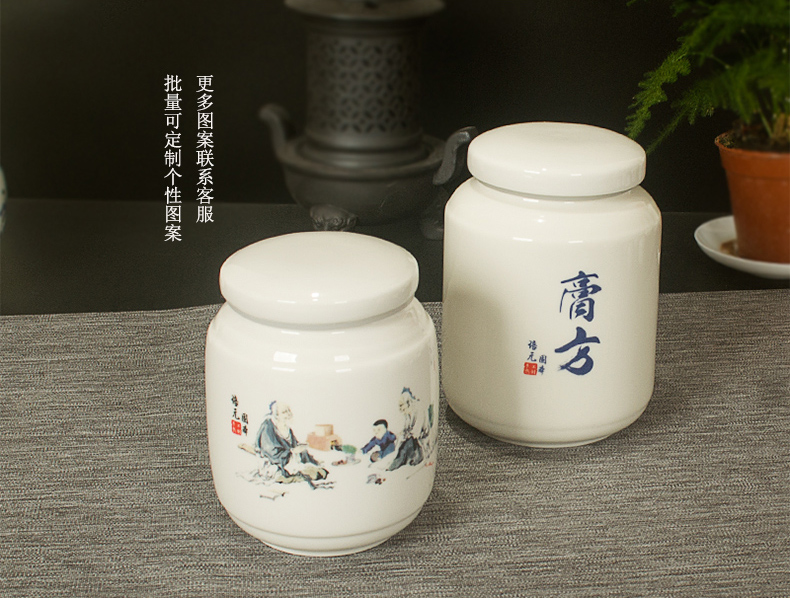 To DE new paste pot of honey ceramic paste porcelain jar solid yuan son tanks seal tea canister custom - made