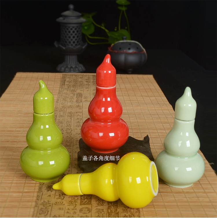 The Mini ceramic bottle gourd porcelain powder tank pill sealing small caddy fixings ceramic pot seal POTS