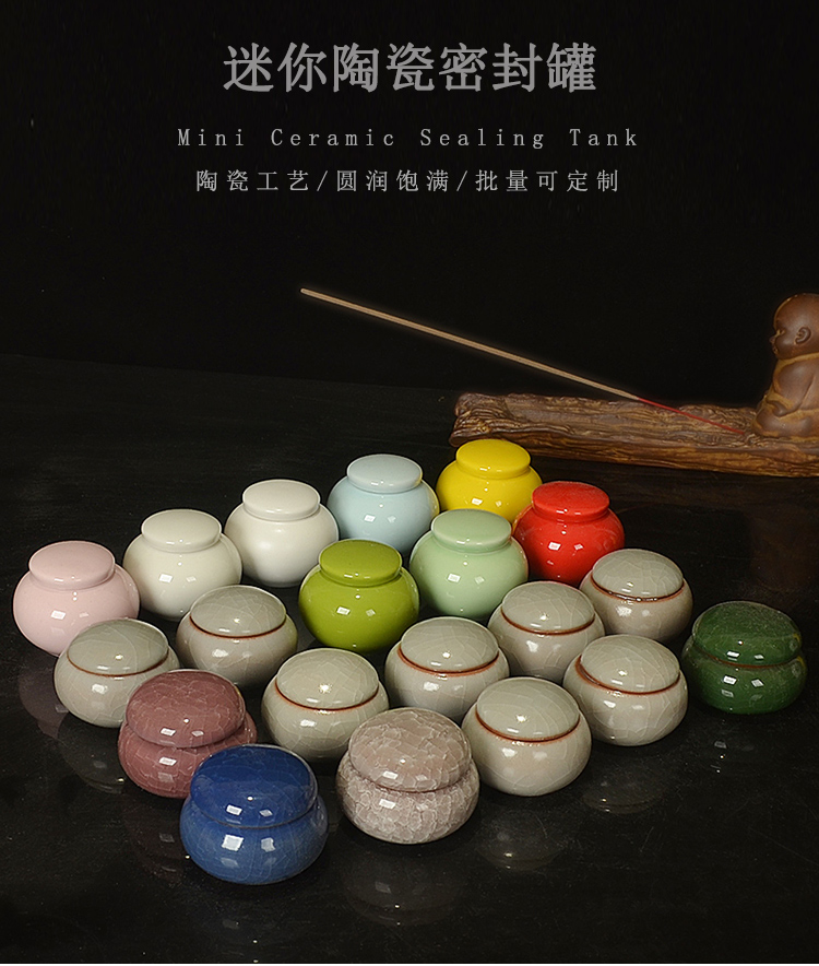 The Mini ceramic pot seal pot powder cosmetics packing bottle little porcelain tea pot storage jar