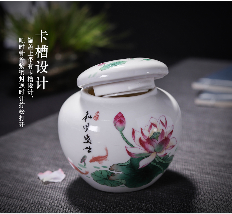 Can rotate with the silicone seal paste ceramic jar jar of honey pot small porcelain powder tank storage tank caddy fixings