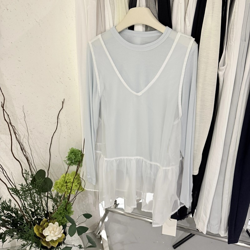 2026 Early Spring New Style Breathable Round-Neck Layered Mesh Two-Piece Top