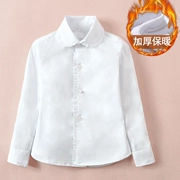 Áo sơ mi trắng bé gái mùa đông cộng với nhung dày ấm áp dài tay cotton trẻ em công chúa nước ngoài đồng phục trường tiểu học