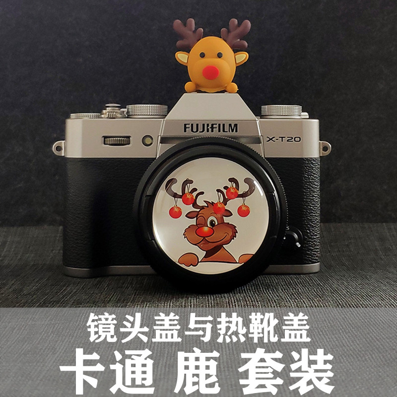Elk Deer Christmas Deer Cartoon Paparazzi Single Eye Camera Cute Lens Cover Protective Lid Solid hot boot lid Composition