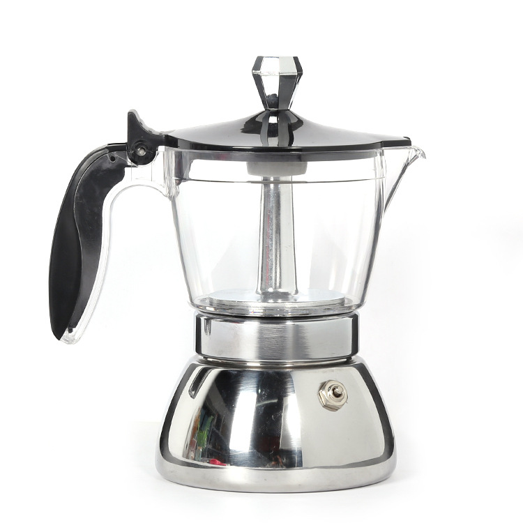 Transparent Visual Grinders Pot Coffee Maker Cooking Espresso Coffee Powder Hand Sprint Filter Pot Home Small Espresso Coffee Maker