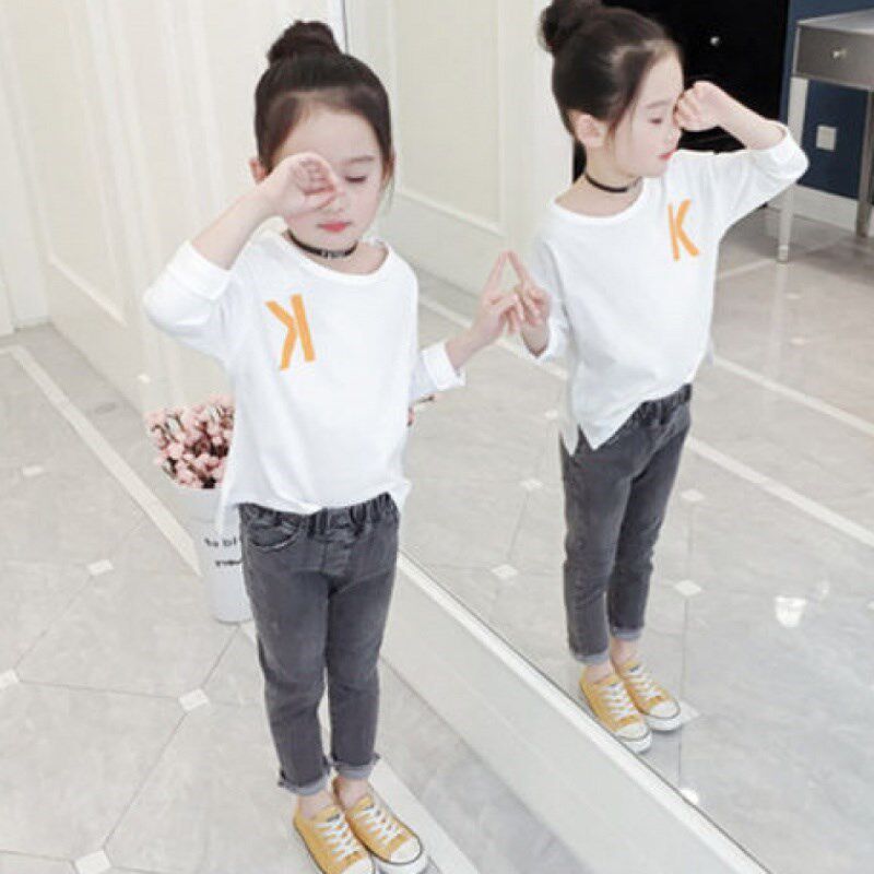 Girls Backing Shirt Big Children's Long Sleeve T-shirt Autumn 2020 New Children's Foreign Style Korean Girls Thin Jacket