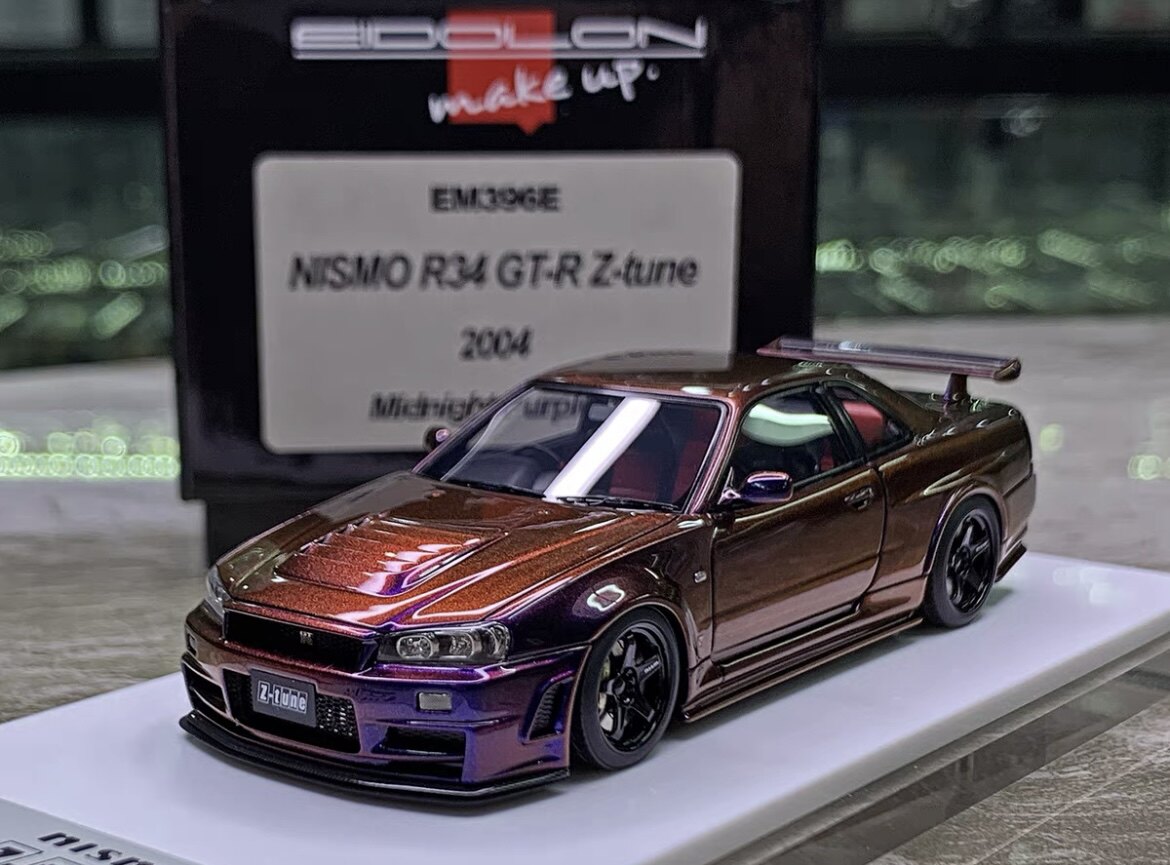 MAKE UP 1:43尼桑R34 GTR Z TUNE汽车模型2004年EM396系列树脂军模收藏