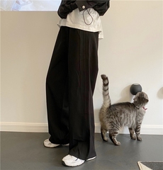 Real shot real price four bar languid edge design versatile casual floor sweeping wide leg pants