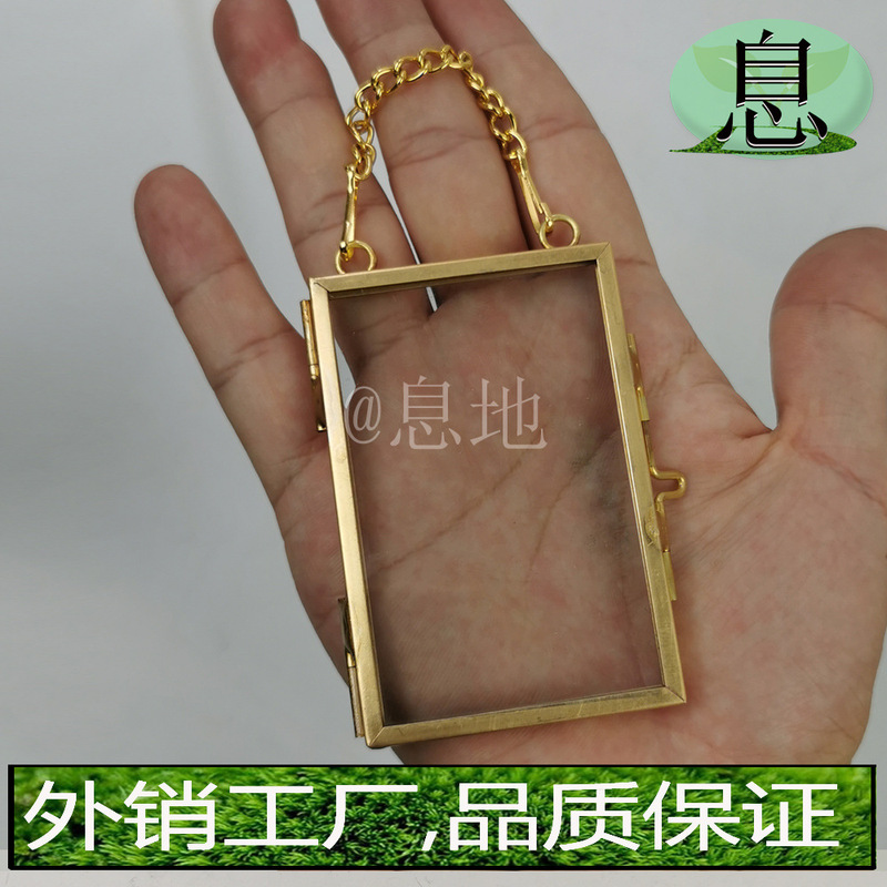 Mini D Pendant Geometric Welding Simple European Style Golden Copper Dried Flower Clip Metal Photo Frame Factory