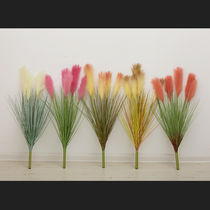 Reed grass artificial flower dried flower dog tail grass living room Nordic plant potted fake green plant ornaments floor decorative flowers