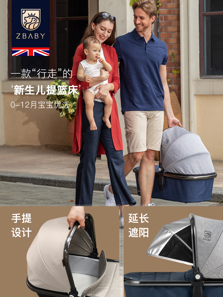 ZBABY baby portable basket Newborn discharge portable baby safety car out of the anti-pressure can lie sleeping basket