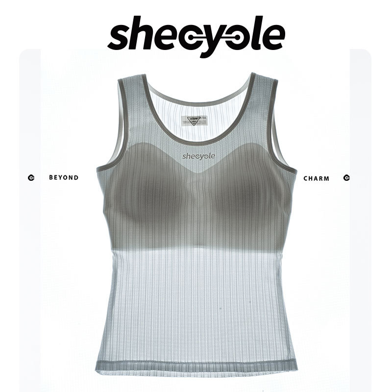 Shecycle Women's Two-In-One Cycling Top with Chest Pad, Sweat-Wicking Quick-Dry Base Layer for Road Cycling