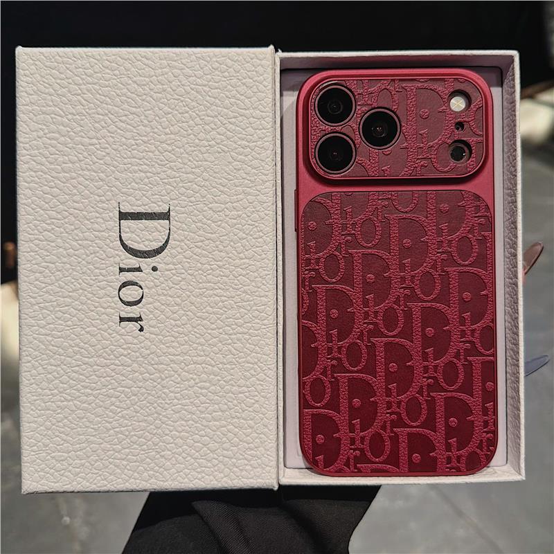 【Caseluxe Usa】New Light Luxury Embossed Leather Texture D-Brand High-End Feel Suitable for iPhone 18 Pro Max Phone Case Apple 17 Pro Vintage Leather Luxury 16 Couple 15 Anti-Drop 14