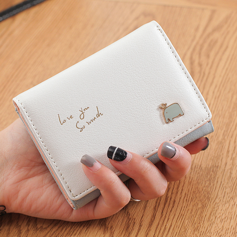 2023 Women's Wallet Short Korean Style Cute Small Coin Purse Fresh Color Contrast 70% off Cartoon Student Thin Wallet