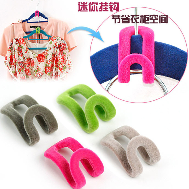 Flocking non-slip hanger Multi-layer hanging mini hook Flocking hook hyperlink hanger hook