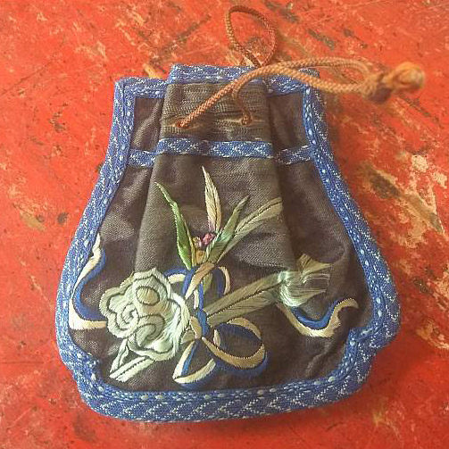 Hand embroidered old embroidery Qing Dynasty old embroidered pocketbook Zero wallet